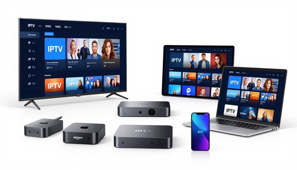 collection of streaming devices showing device compatibility for best iptv service including firestick smart tv and mobile collection of streaming devices showing device compatibility for best iptv service including firestick smart tv and mobile