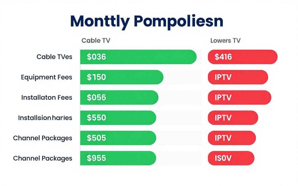 comparison chart showing monthly cost savings between best iptv usa service and traditional cable television comparison chart showing monthly cost savings between best iptv usa service and traditional cable television